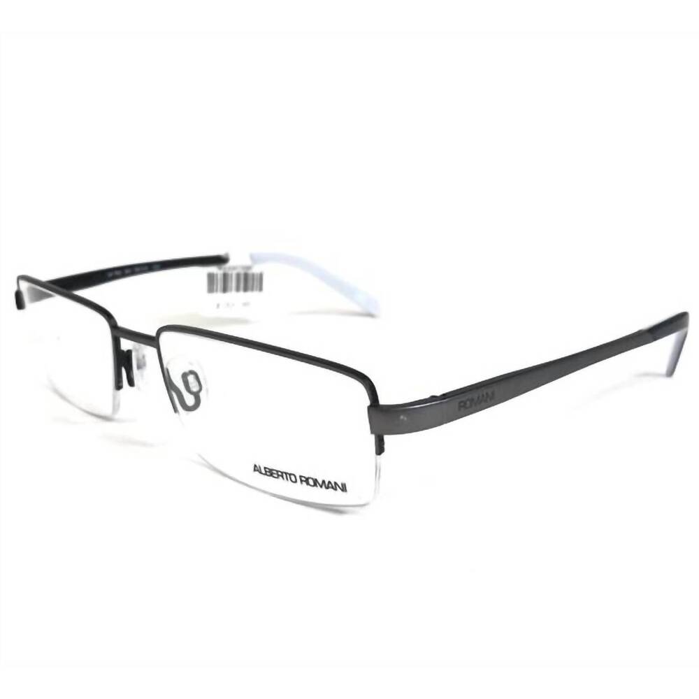 NEW ALBERTO ROMANI men's ar706 rectangular eyeglasses in gunmetal
